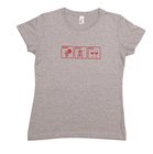 Damen T-Shirt XL Grape Press Wine Tom Press graumeliert bordeauxroter Aufdruck
