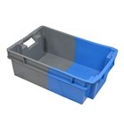 Geschlossene Kiste 70% nestbar und stapelbar, 32 Liter, zweifarbig Blau und Grau