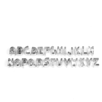 Emporte-pièces inox alphabet 26 lettres en boîte