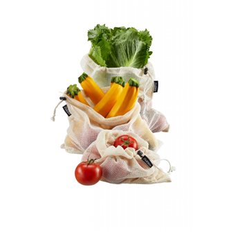 3 sacs à fruits et légumes réutilisable 100% coton Taille S,M,L